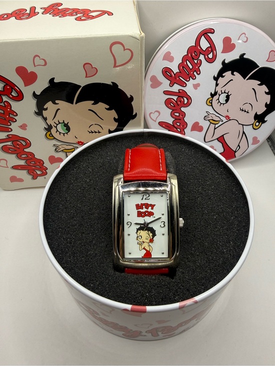Betty Boop Other - Betty Boop Here's a Kiss Red Band Watch 2005 Avon with Tin & Box (New Battery)